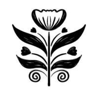 Hand drawn floral with leave brush strokes style. Floral isolated white background. vector
