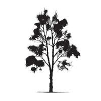 Unique Birch Tree Silhouette on White Background vector