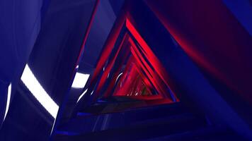 A triangular tunnel with various illuminations video