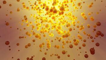 Abstract yellow spheres float in illuminated space video