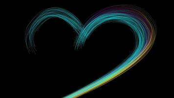 A heart is formed from illuminated lines on a black background video