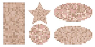 Nude skin tone censorship bars in diverse shapes such as circles, stars, and ovals. Suitable for sensitive content coverage in creative projects, web design, and digital media. vector