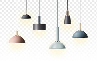 Modern pendant light hanging lamp with different colors vector
