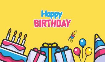 Happy birthday card with colorful elements vector