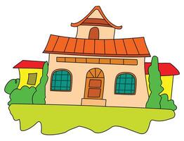 A house with trees around it illustration vector