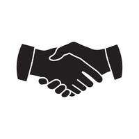 Silhouette and Outline Illustration of a Handshake Icon on a White Background. vector