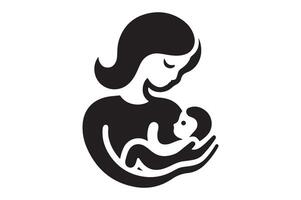 Tender Mother and Baby Silhouette Heartwarming Art vector