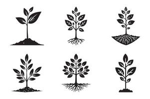 Seedling Tree Silhouette Elegant and Simple Design vector