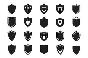 Minimalist Shield Icons in Silhouette Set for Security and Branding Use vector
