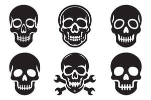 Set of Detailed Human Skull Silhouettes for Graphic Design vector