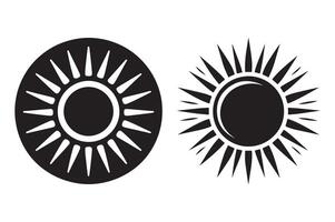 Minimalist Sun Icon Collection in Silhouette Design vector