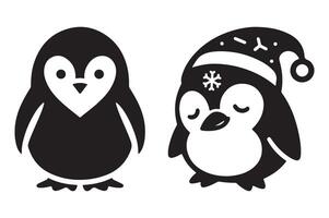 Penguin Silhouette Set Diverse Poses Design vector