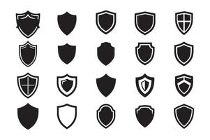 Silhouette Shield Icons Set Illustration for Security and Protection Themes vector