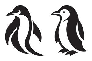 Walking Penguin Silhouette Charming Bird Illustration Style vector