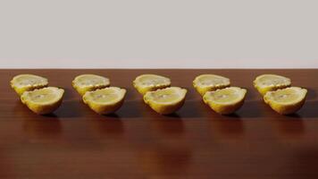 Lemons break in two in stop motion video