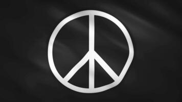 Peace symbol on the black flag moves in the wind video