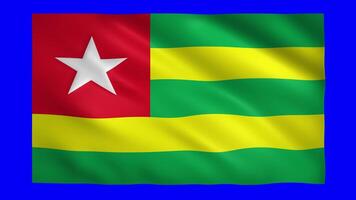 Togo flag on green screen for chroma key video