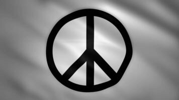 Peace symbol on the white flag moves in the wind video