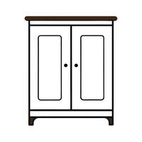 A white cabinet with two doors on a white background vector