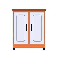 A cartoon illustration of a cabinet with doors vector