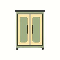 A green cabinet with two doors on a white background vector