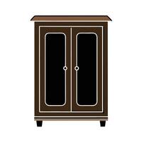 A brown cabinet with two doors on a white background vector