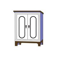 A white cabinet with two doors and a door handle vector