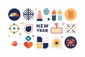 New year flat design elements vector