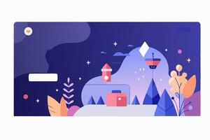 A flat design of a mountain and trees vector