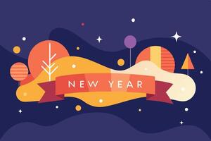 A new year's greeting with trees and stars vector
