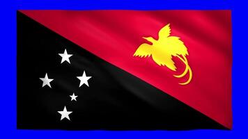 Papua New Guinea flag on green screen for chroma key video