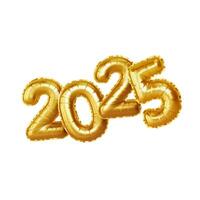 3D text 2025 for new year made of gold color photo