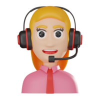 3D Render Call Operator Woman Avatar for Customer Support Illustration png