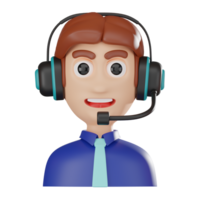 3D Render Call Operator Avatar for Customer Support Illustration png