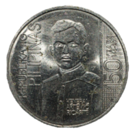 front of 1 peso commemorative coin of artemio ricarte 150 years png