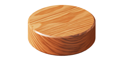 Wooden Round Block With Smooth Finish Isolated on Transparent Background. png