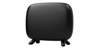 Black 3D Retro Television With Rounded Screen Isolated on Transparent Background. png