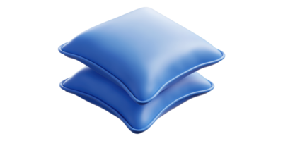 Blue 3D Pillows With Square Shape Isolated on Transparent Background. png
