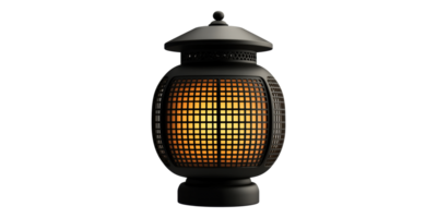 Black Lantern With Mesh Design Isolated on Transparent Background. png