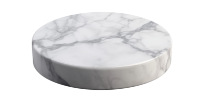 White Marble Circular Slab With Polished Surface Isolated on Transparent Background. png