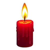 a red candle with a burning flame on it Transparent Background. png