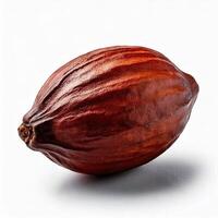 Photo of a cocoa close up, isolated in white background