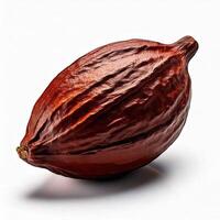 Close up photo of a cocoa close up, isolated in white background