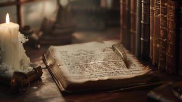 An open book displays the U.S. Constitution alongside a quill and inkwell, celebrating USA Constitution Day with elegance and respect photo