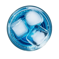 blue ice cubes in a glass with ice cubes on a transparent background png