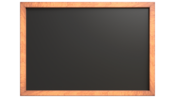 Chalk Blackboard with wooden frame 3D rendering on transparent background png