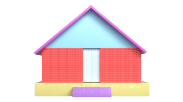 3d small house rendering with Multicolor on transparent background png