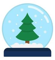 Christmas snow globe with Christmas tree isolated on white background. vector