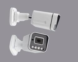 surveillance security camera isolated on gray background in different projections photo