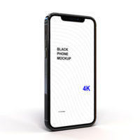Black smartphone mockup on white background with shadow in isometric psd